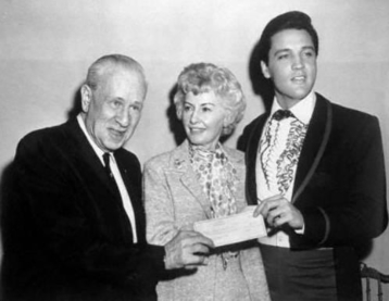 Bud Abbot, Barbara Stanwyck and Elvis at a charity event